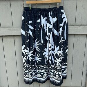 NWOT Gypsy Blu Boho Maxi Skirt Tropical Palm Tree Design Tiki Hawaii Vacation XL